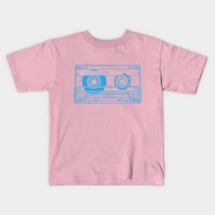 Cassette Tape (Button Blue Lines) Analog / Music Kids T-Shirt